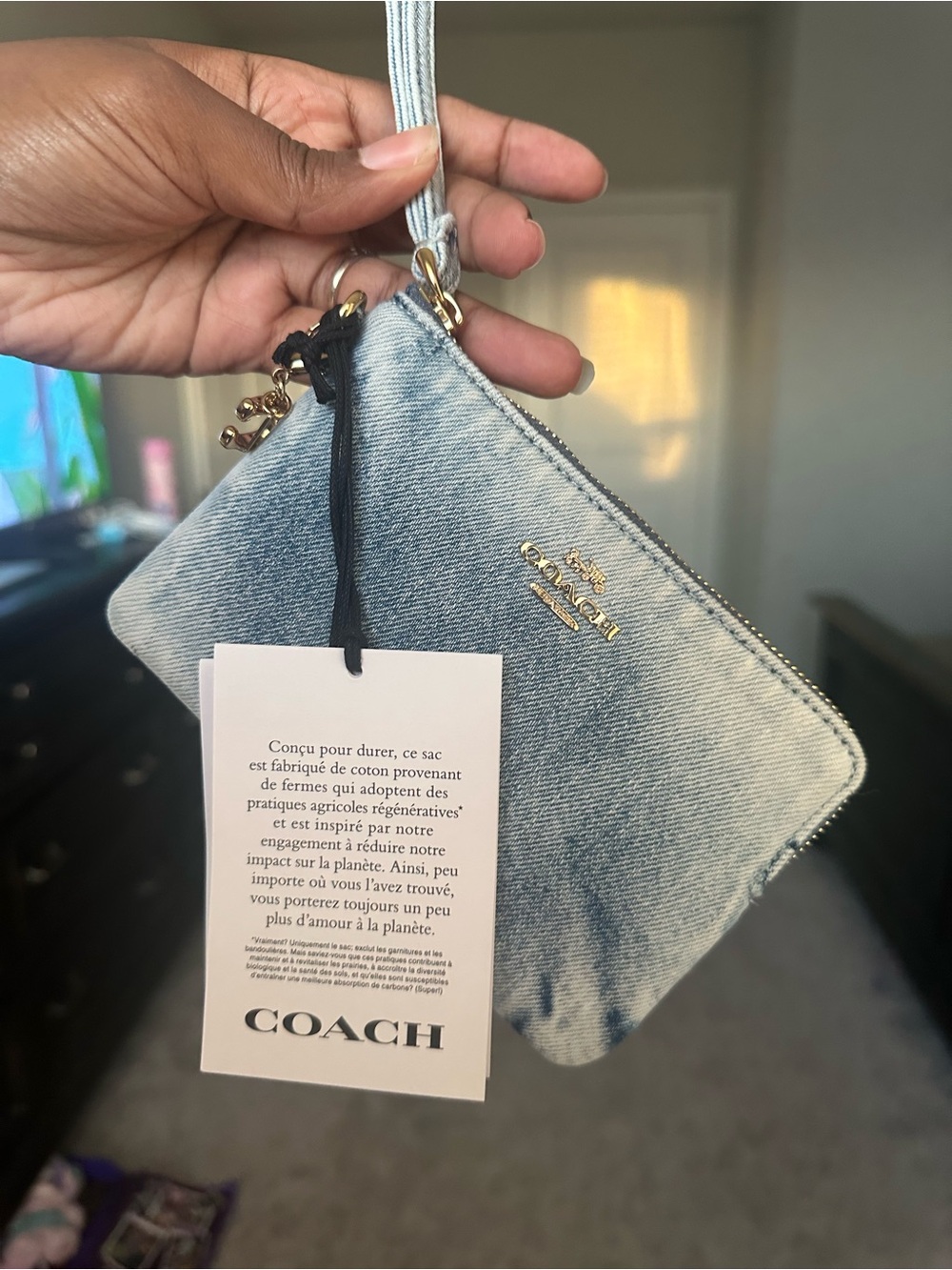 COACH LOVED Denim Wristlet NWT